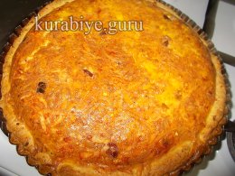 Пирог киш с омлетом и ветчиной