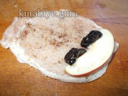 Крученики зі свинини з чорносливом і яблуками