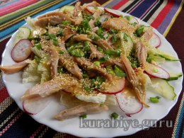 Весняний салат з копченою куркою
