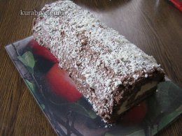 Шоколадный бисквитный рулет c лимонно-сливочным кремом
