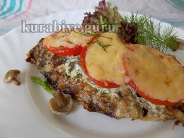 Скумбрия запечённая с грибами