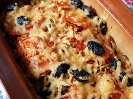 Запеканка с зубаткой и овощами
